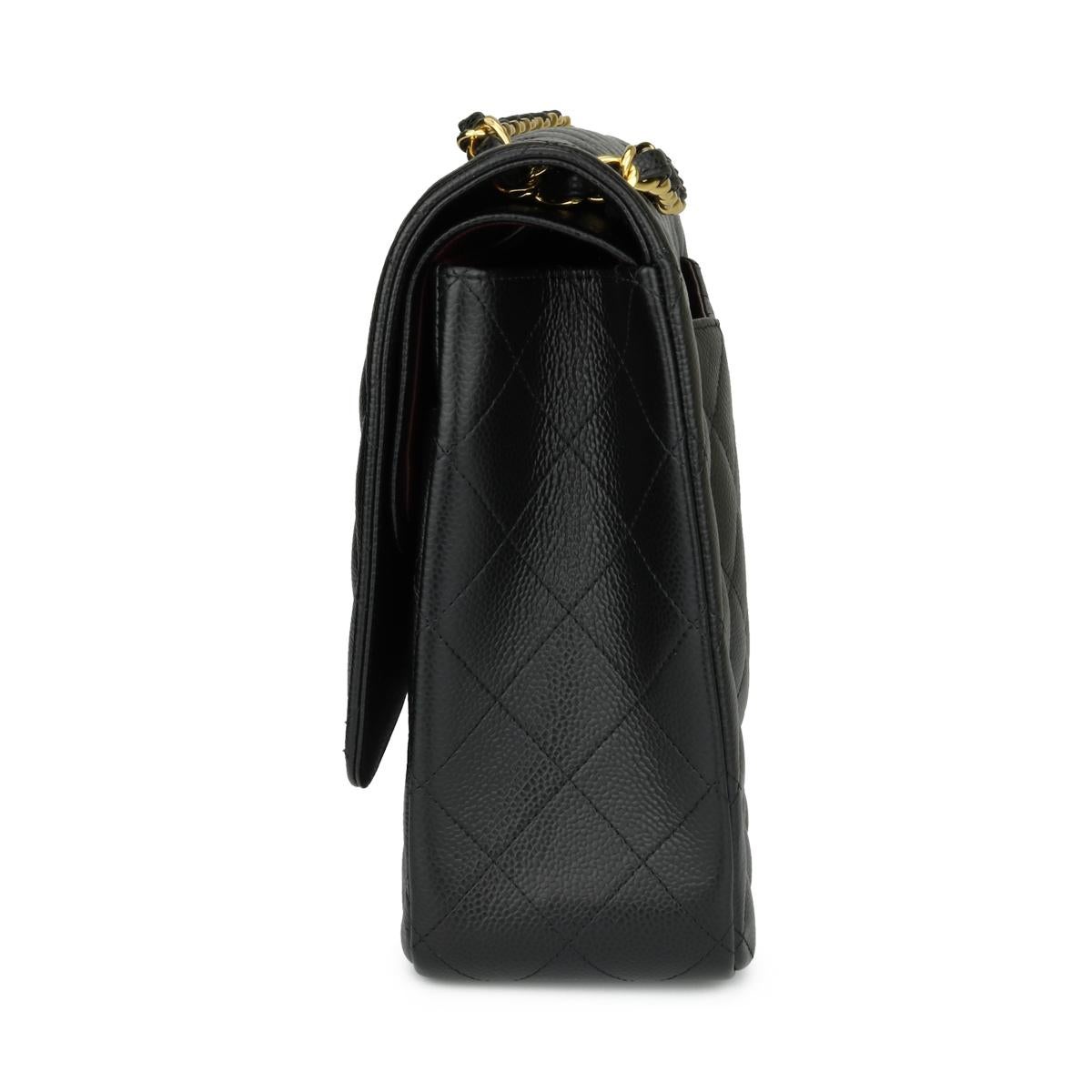 CHANEL Double Flap Maxi Bag Black Caviar with Gold Hardware 2018 In Excellent Condition In Huddersfield, GB