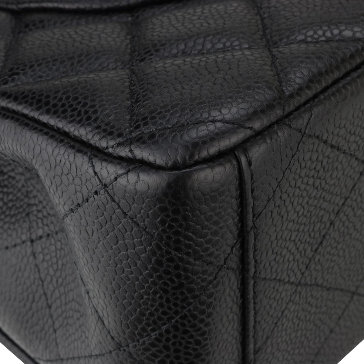 CHANEL Double Flap Maxi Bag Black Caviar with Silver Hardware 2014 en vente 6