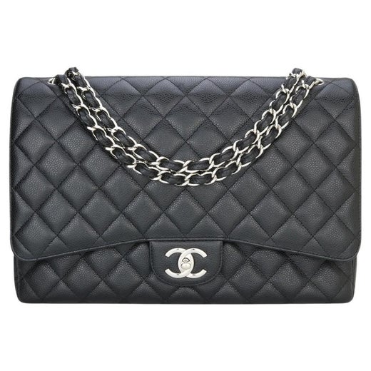 CHANEL Double Flap Jumbo Bag Black Lambskin with Silver Hardware 2016 at  1stDibs