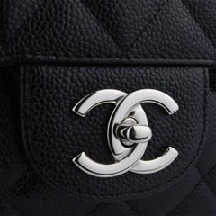 CHANEL Double Flap Maxi Black Caviar with Silver Hardware 2012
