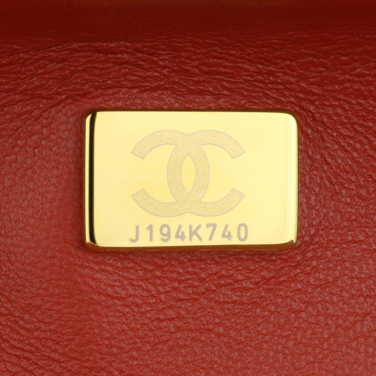 CHANEL Double Flap Medium Bag Brick Red Brown Lambskin Gold Hardware 2021 For Sale 14