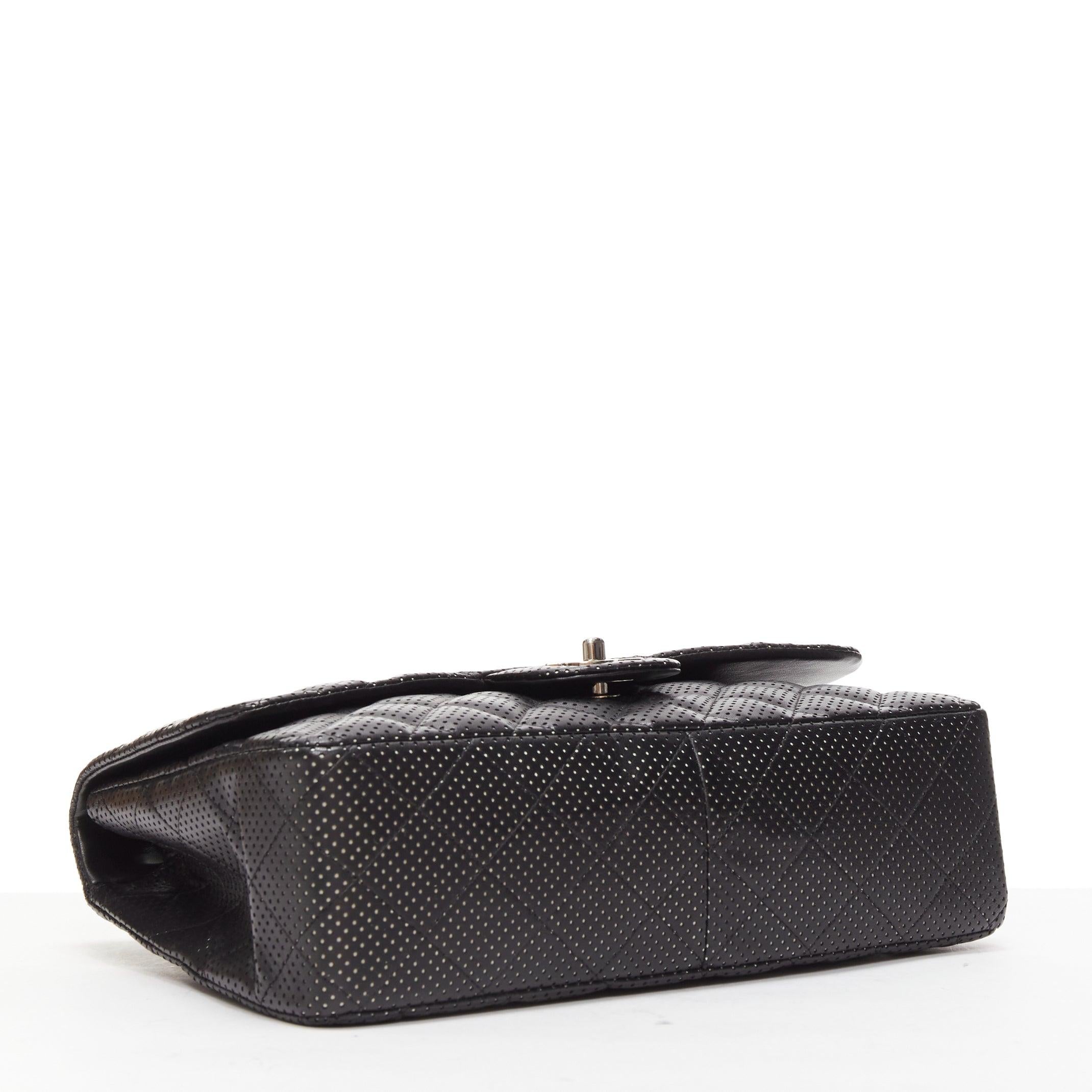 CHANEL Double Flap Medium perforated quilted lambskin silver CC logo chain bag 1