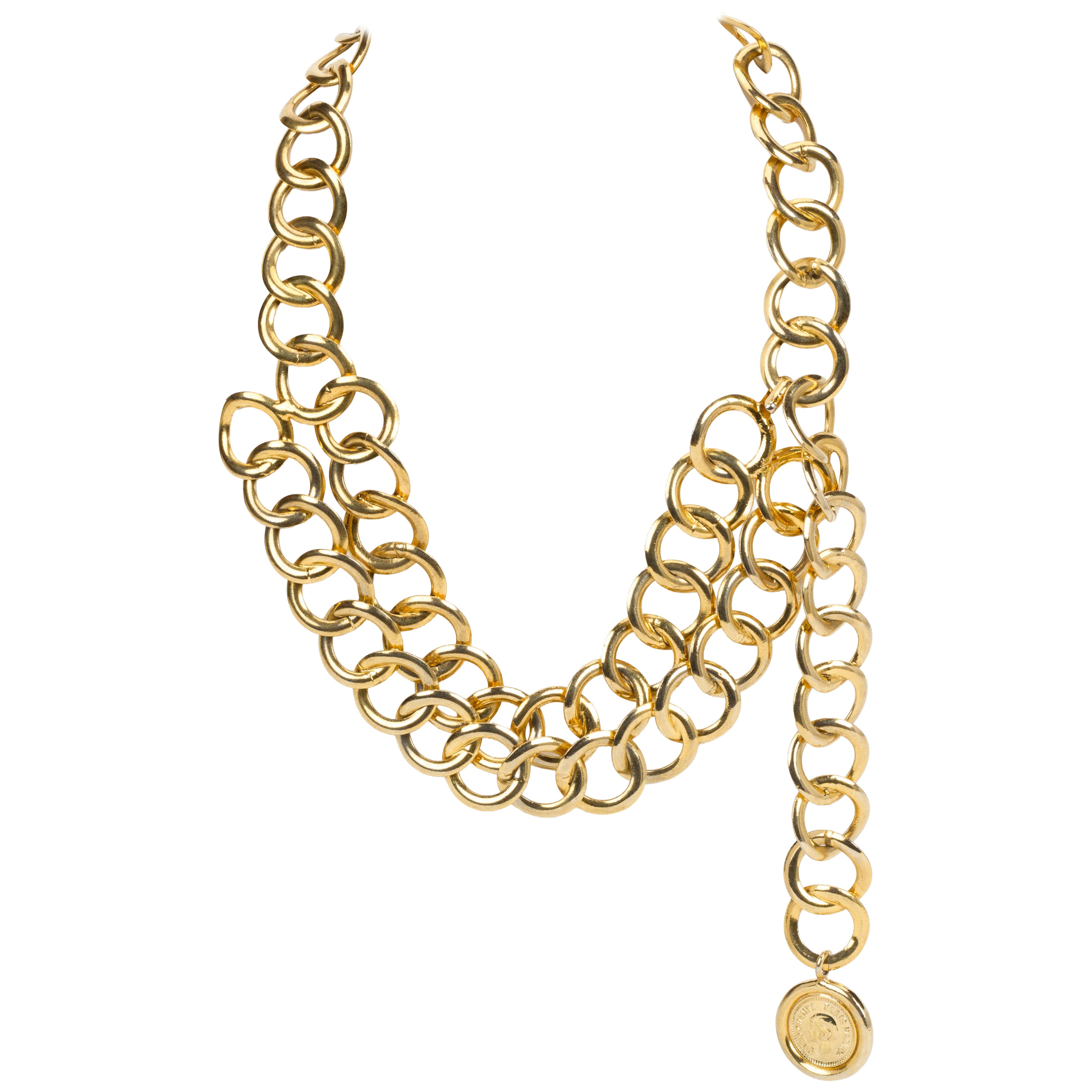 Cinturón/collar doble extragrande de Chanel en venta