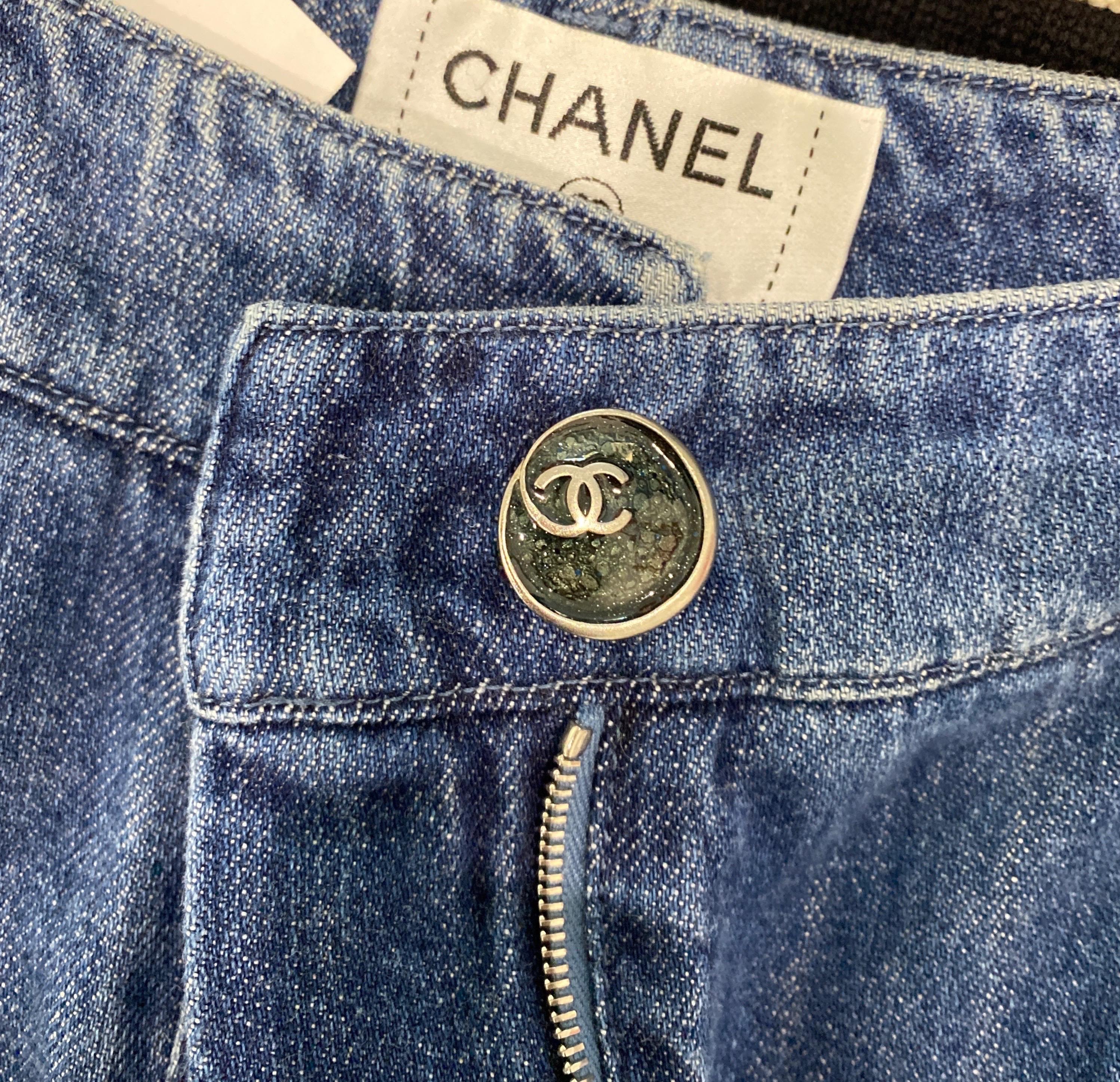 Chanel Double Pleated Flare Cotton Denim Pant-Size 42-2008P  NWT 15