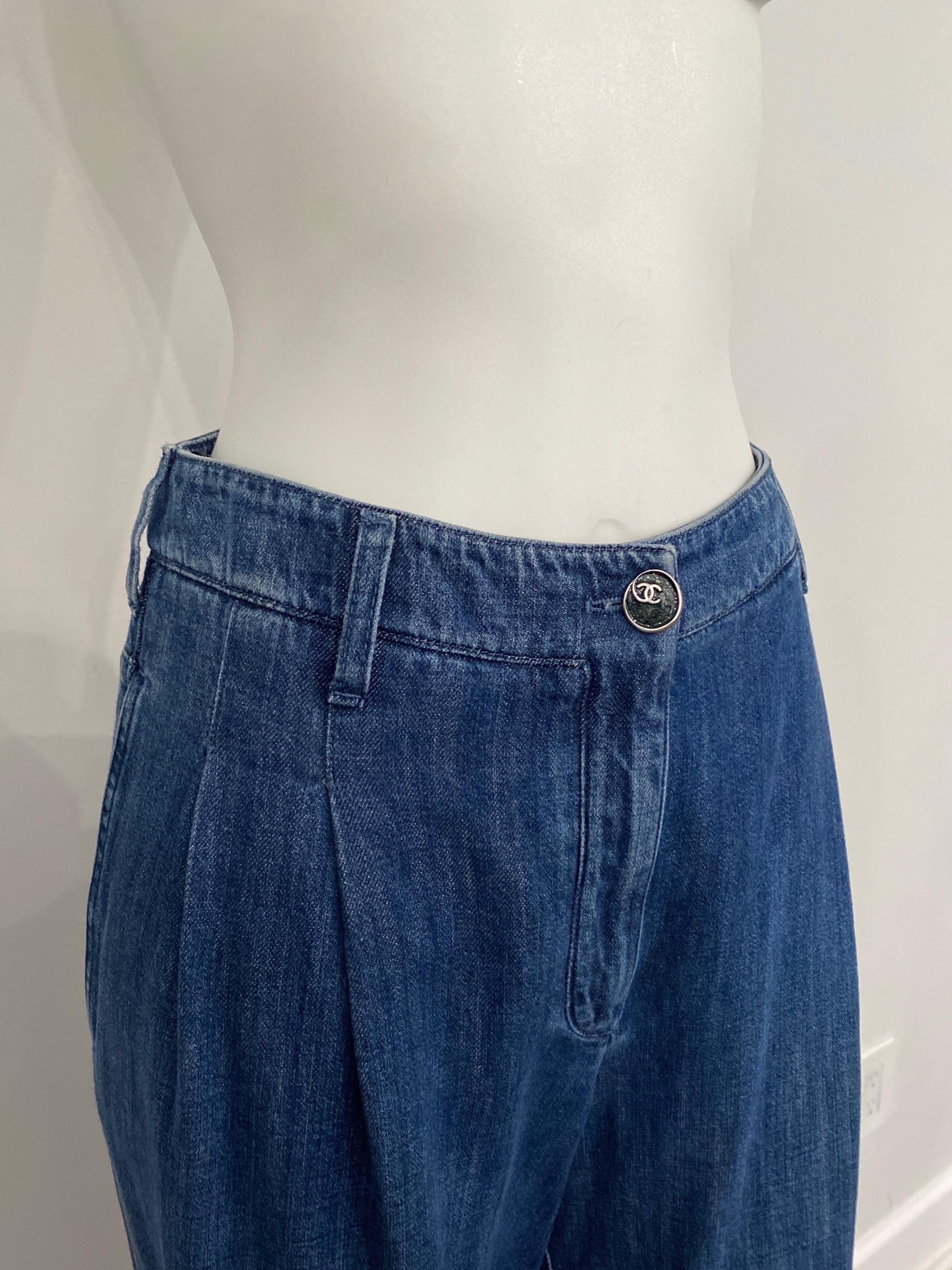 Chanel Double Pleated Flare Cotton Denim Pant-Size 42-2008P  NWT 1