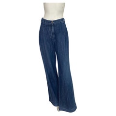 Chanel Double Pleated Flare Cotton Denim Pant-Size 42-2008P  NWT