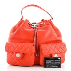 Chanel Chanel Rucksack aus Lammfell mit doppelter Tasche und Kordelzug Medium