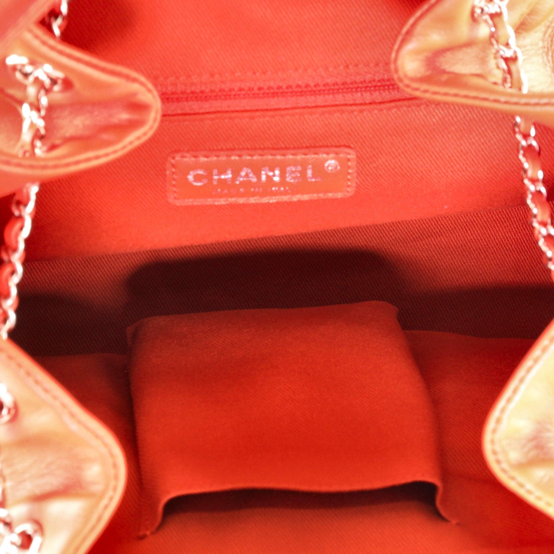 Chanel Double Pocket Drawstring Backpack Lambskin Medium In Good Condition In NY, NY