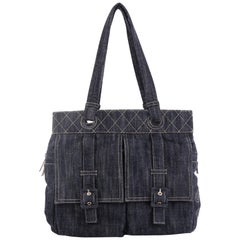 Chanel Double Pocket Shoulder Bag Denim Medium