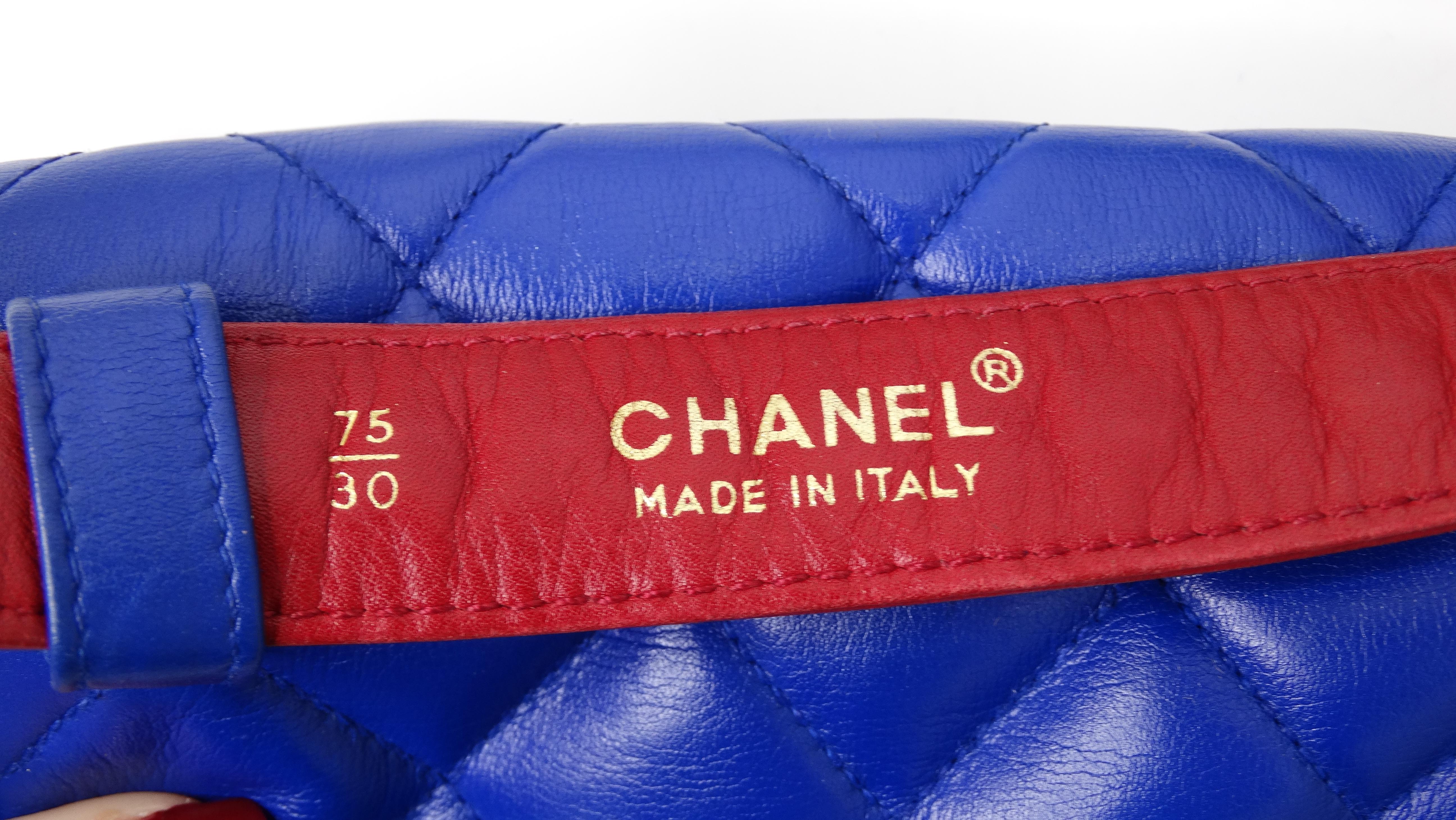 Chanel Double Quilted Lambskin Bag Belt in Red/Green/Blue 7