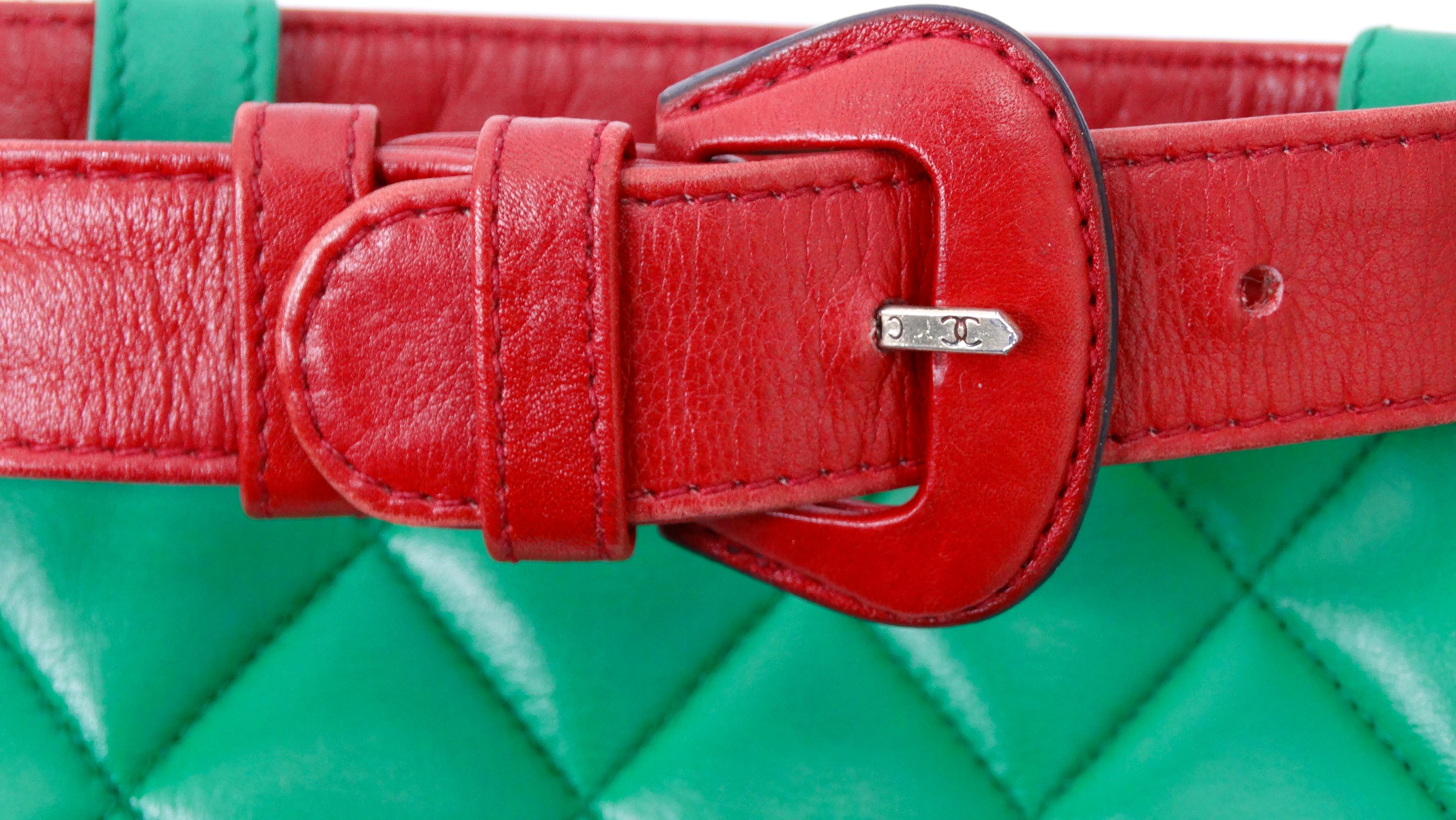 Chanel Double Quilted Lambskin Bag Belt in Red/Green/Blue 8