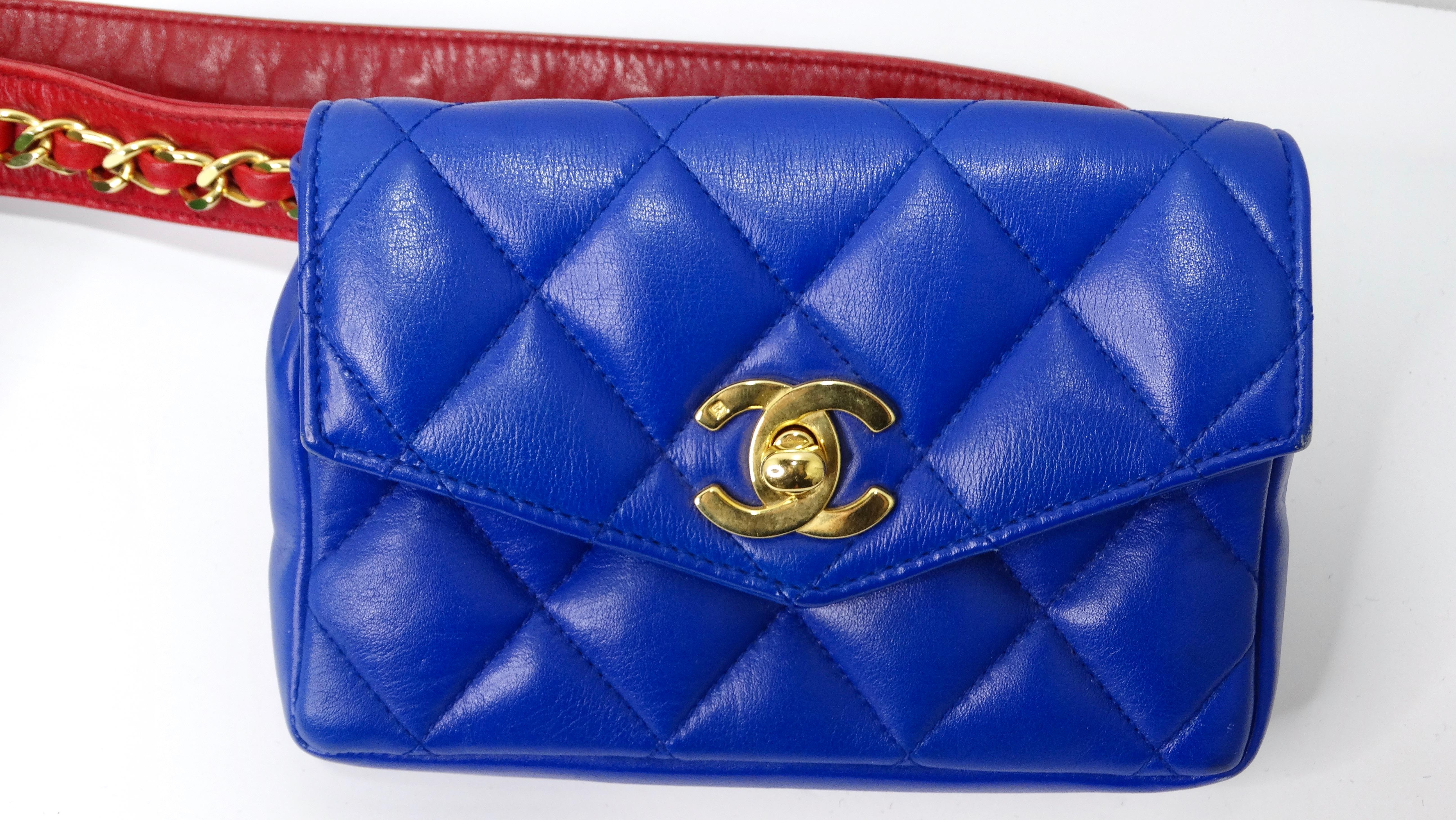 Chanel Double Quilted Lambskin Bag Belt in Red/Green/Blue 1