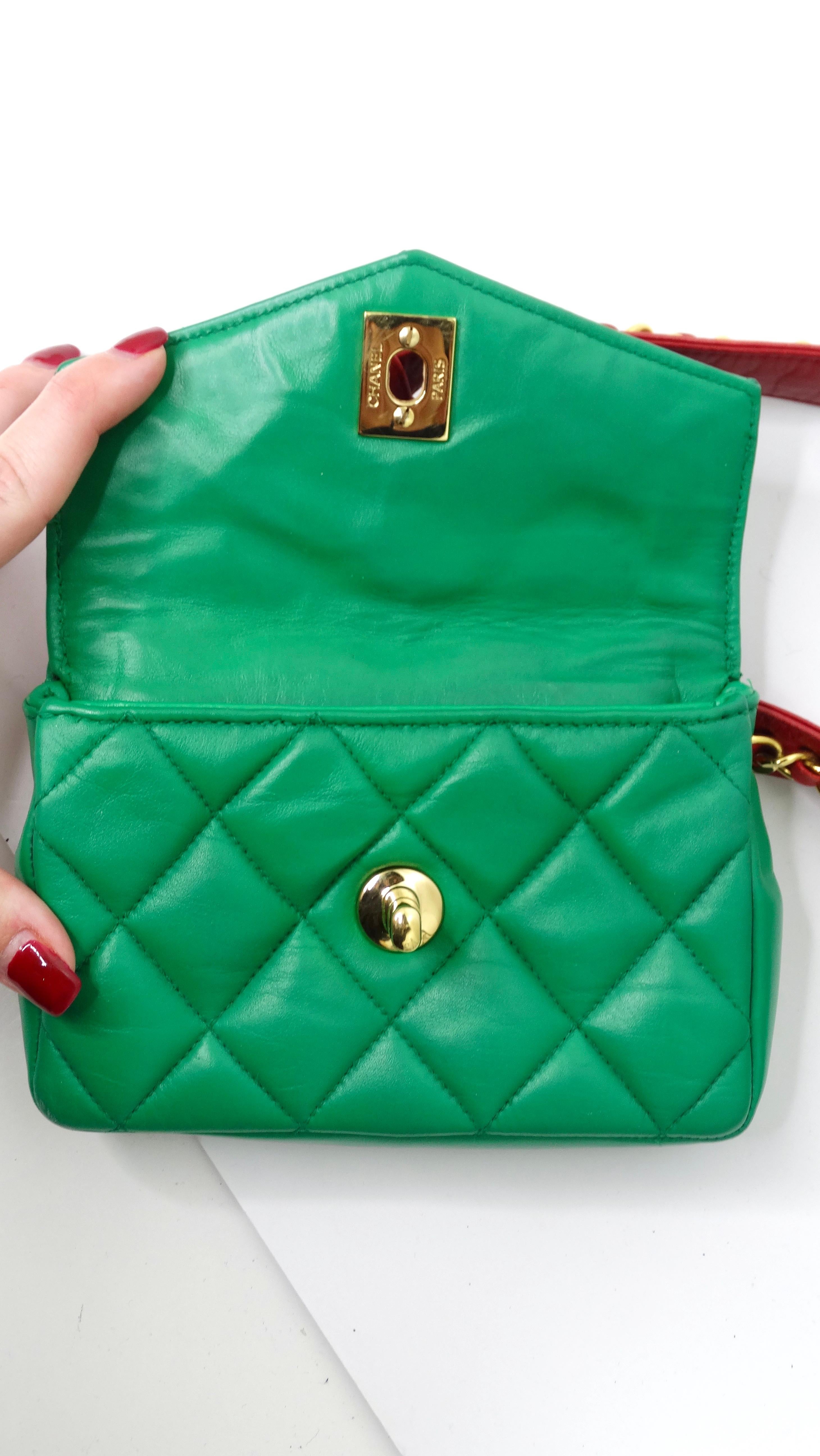 Chanel Double Quilted Lambskin Bag Belt in Red/Green/Blue 3