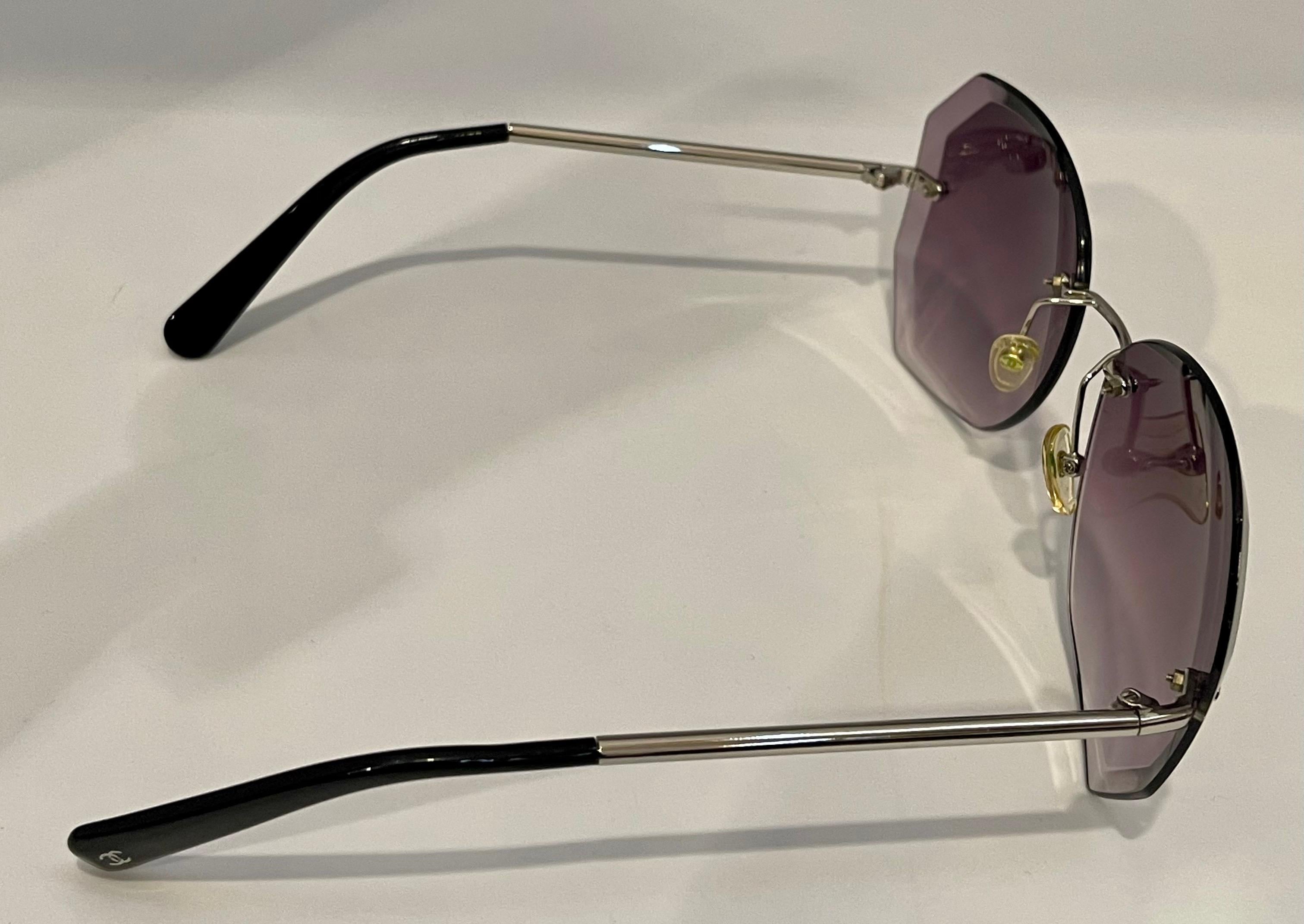 Chanel Double shade  Brown/Purple Women Sunglasses, Preloved Excellent In Excellent Condition In New York, NY