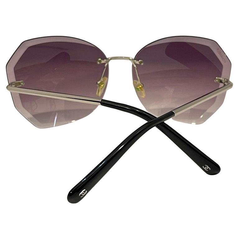 Auth. CHANEL CC Logo Rimless Sunglasses 4035 c 167/90 16076 Purple Women  Used
