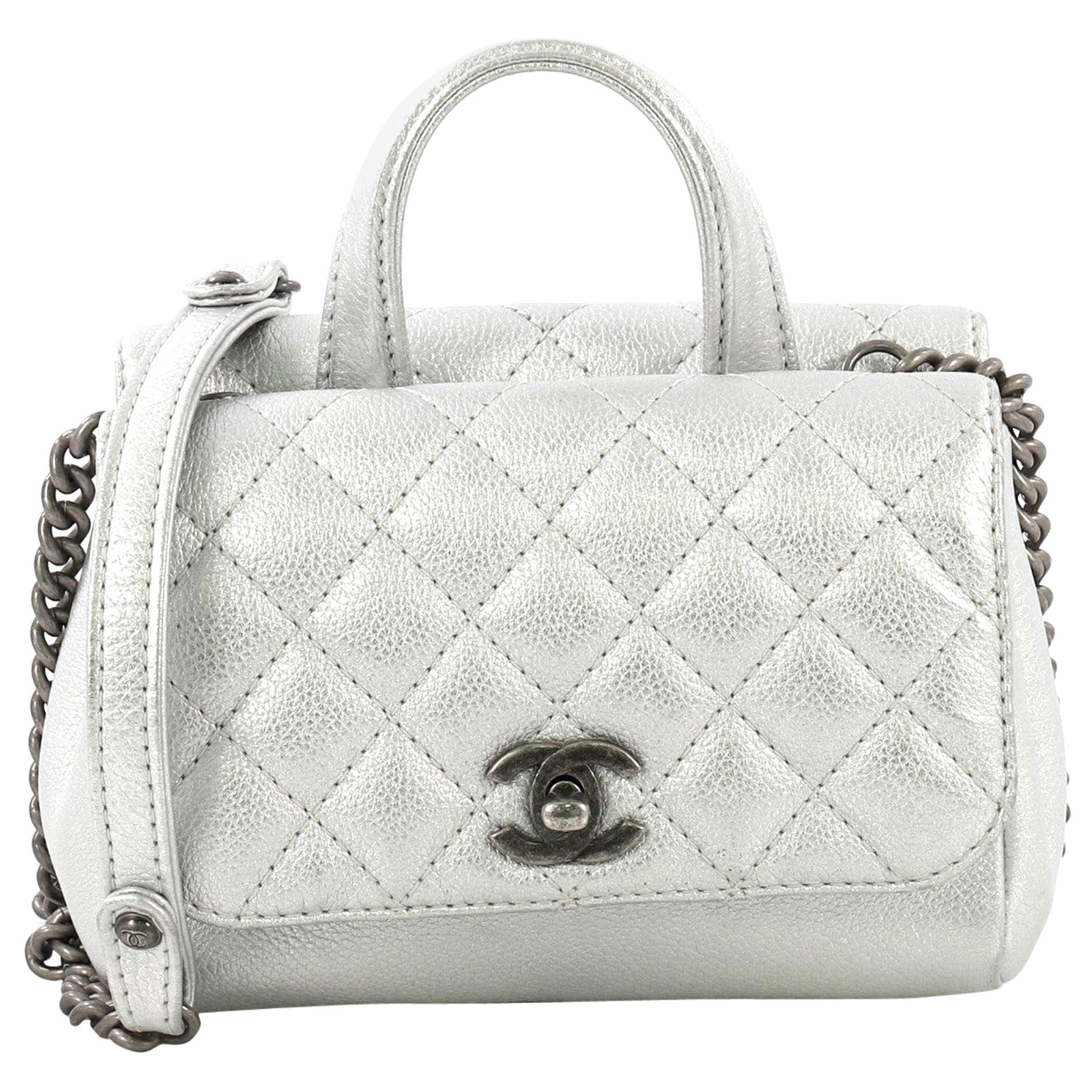 Chanel Double Side Flap Crossbody Bag Quilted Grained Calfskin