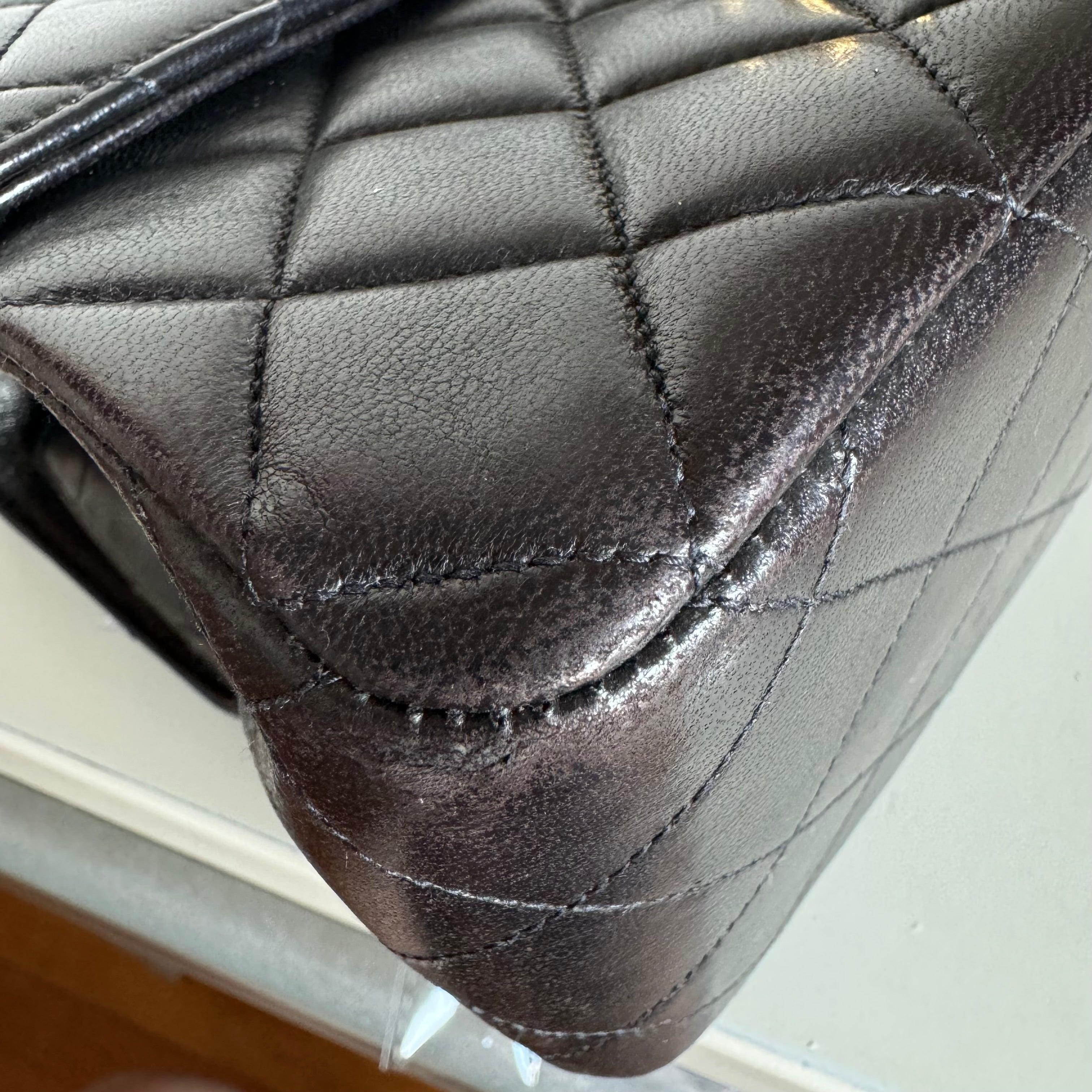 Chanel Double Sided Flap Black Lambskin Leather 24k Gold Hardware, 1996-1997 For Sale 10