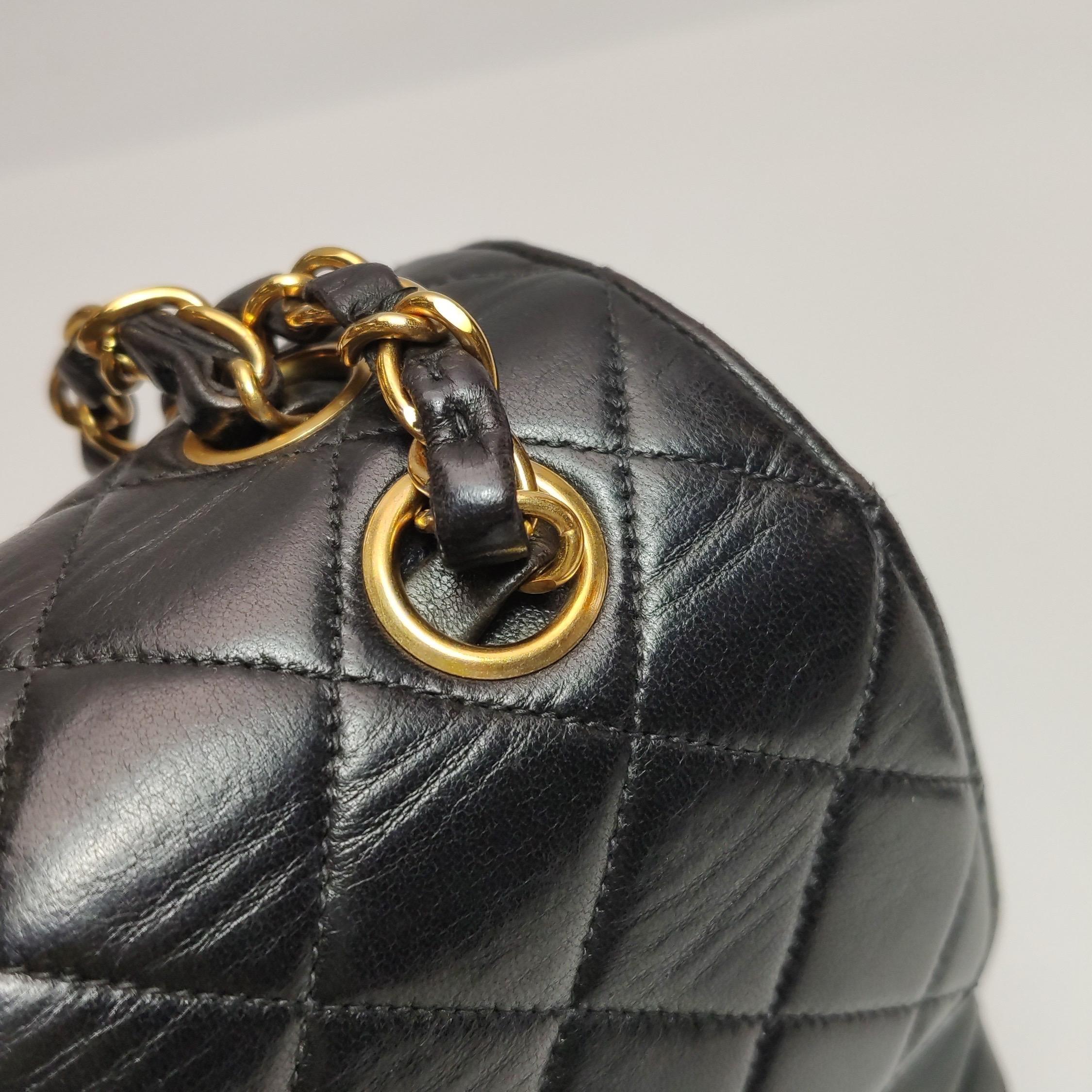 Chanel Double Sided Flap Black Lambskin Leather 24k Gold Hardware, 1996-1997 For Sale 10