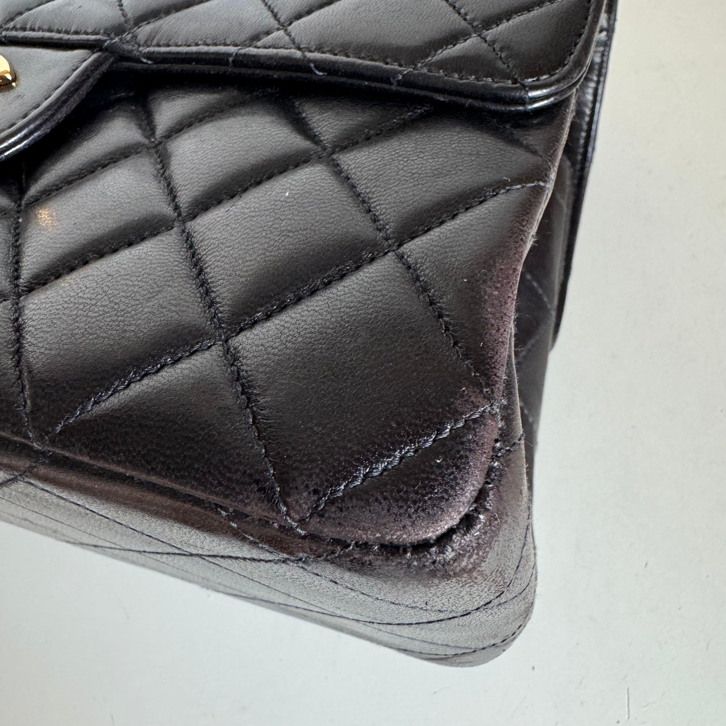 Chanel Double Sided Flap Black Lambskin Leather 24k Gold Hardware, 1996-1997 For Sale 14