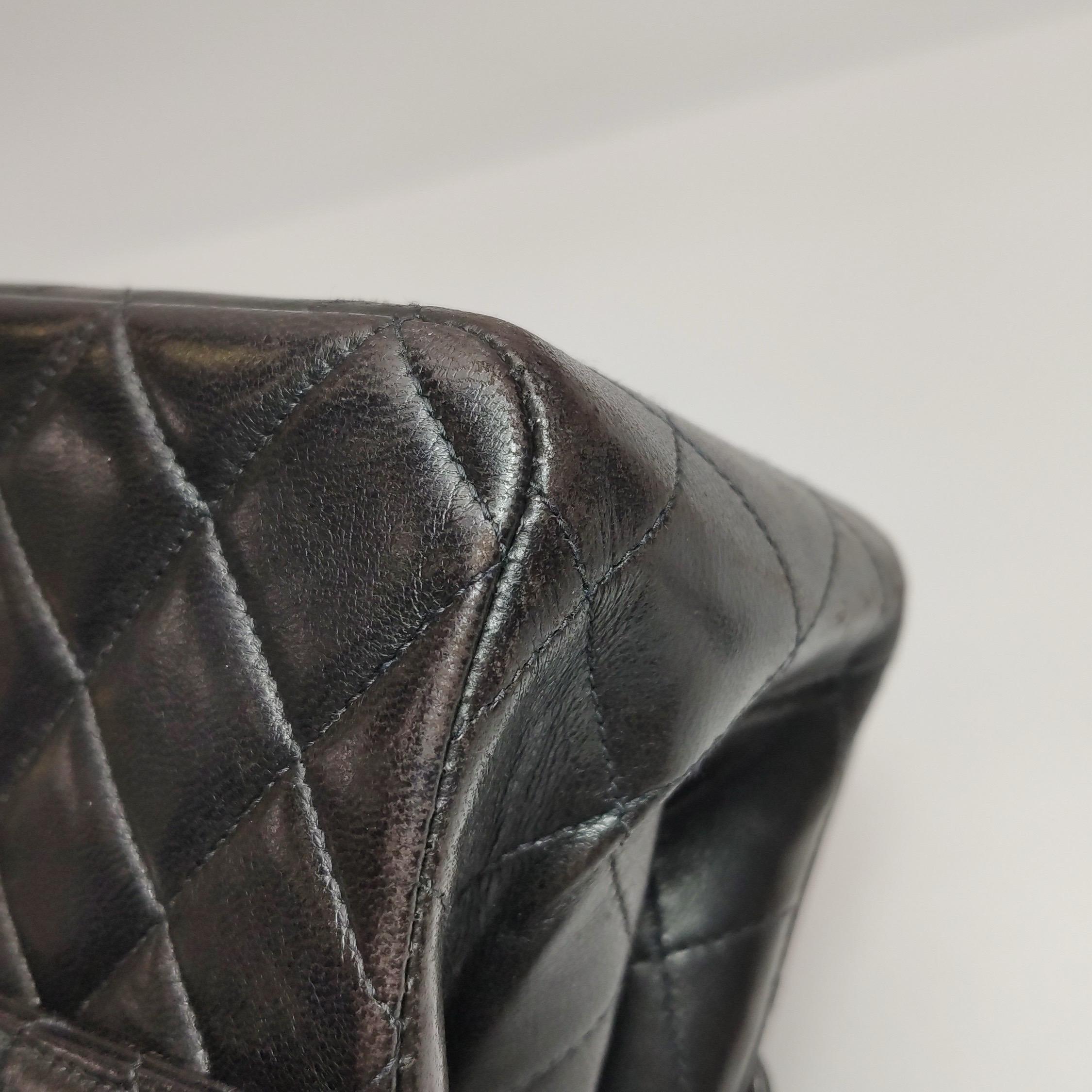 Chanel Double Sided Flap Black Lambskin Leather 24k Gold Hardware, 1996-1997 For Sale 15