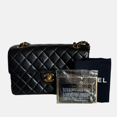 Chanel Double Sided Flap Black Lambskin Leather 24k Gold Hardware, 1996-1997