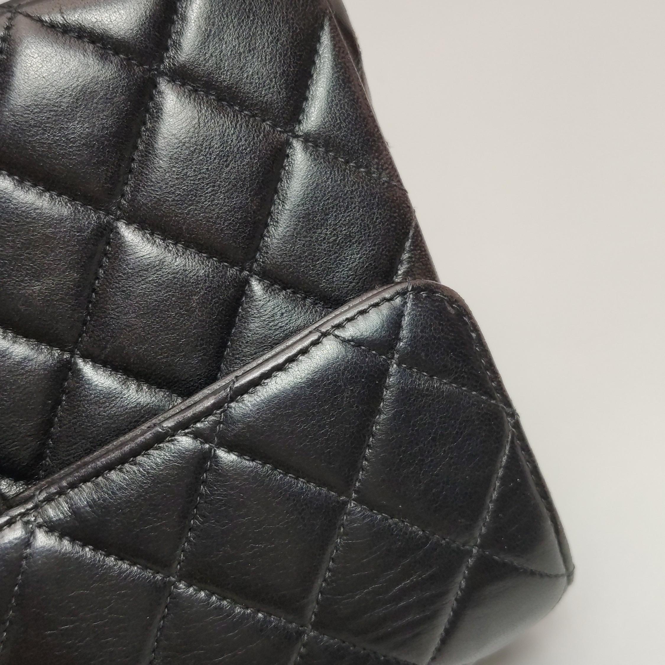 Chanel Double Sided Flap Black Lambskin Leather 24k Gold Hardware, 1996-1997 For Sale 16