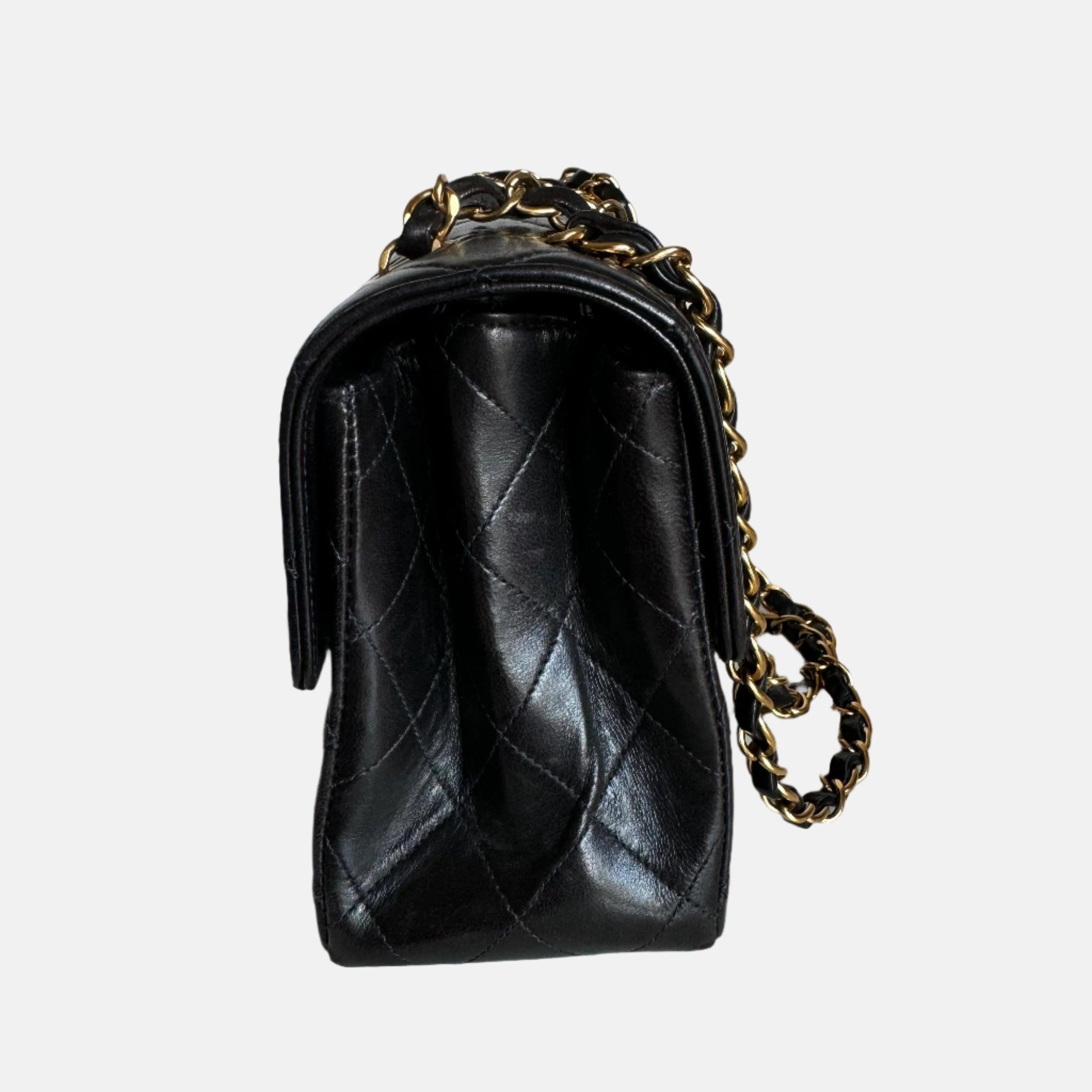 Chanel Double Sided Flap Black Lambskin Leather 24k Gold Hardware, 1996-1997 For Sale 1