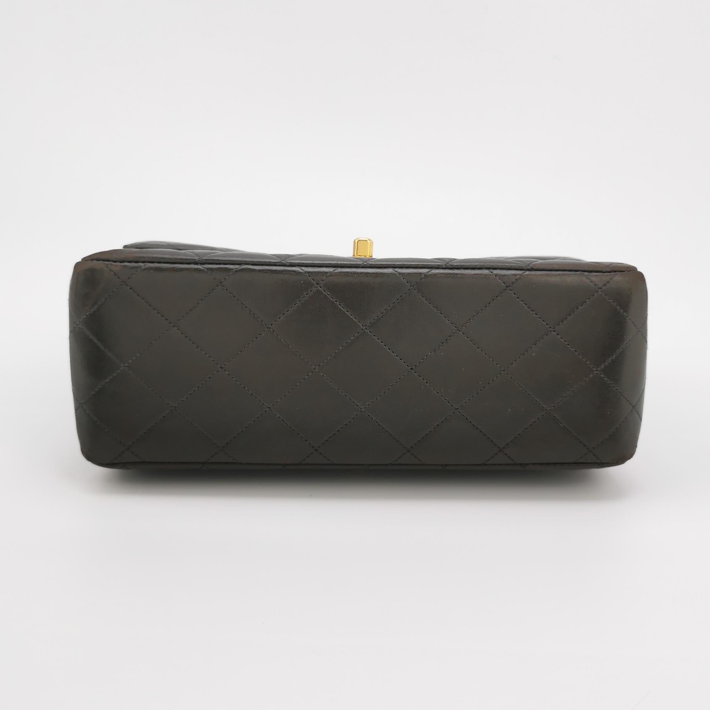 Chanel Double Sided Flap Black Lambskin Leather 24k Gold Hardware, 1996-1997 For Sale 2