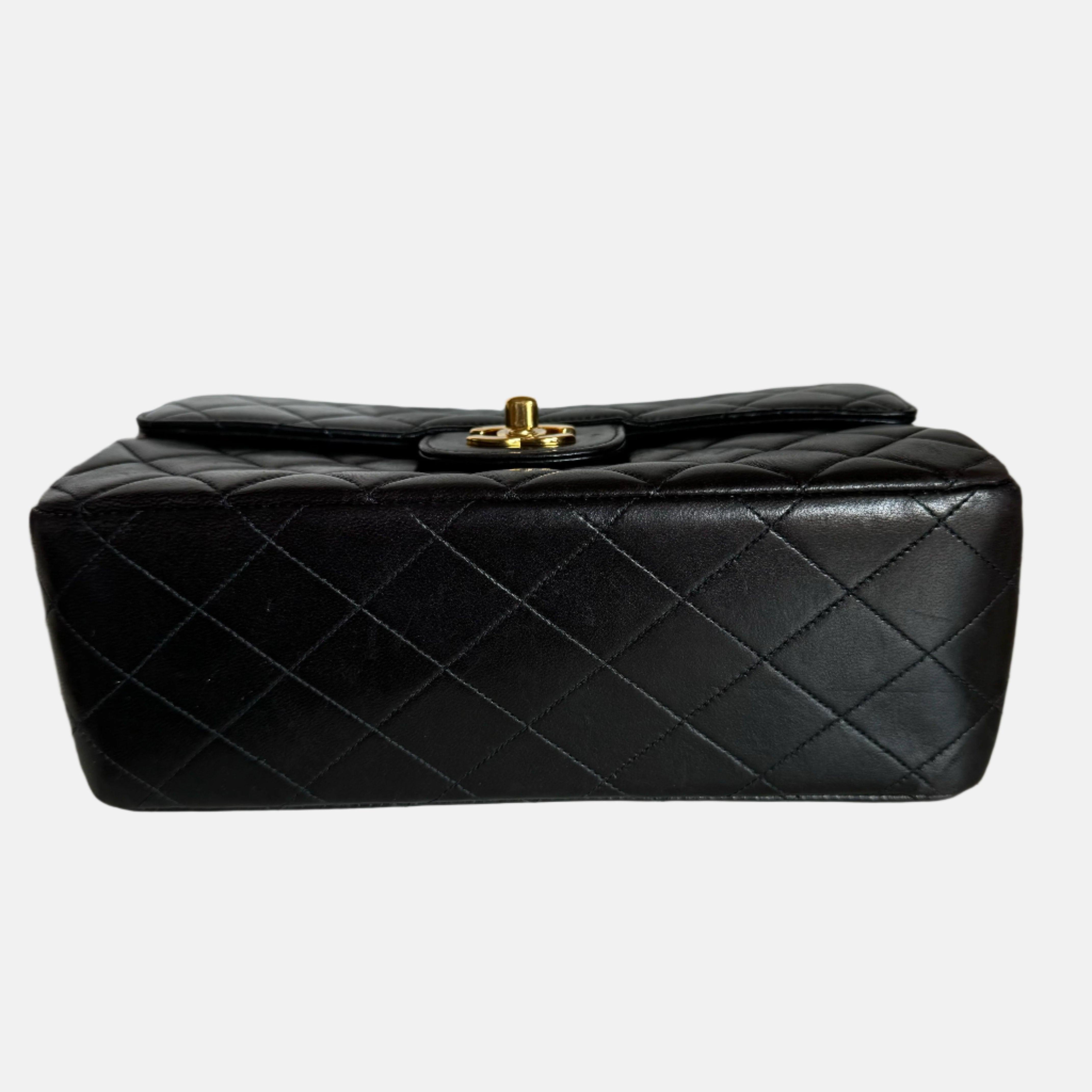Chanel Double Sided Flap Black Lambskin Leather 24k Gold Hardware, 1996-1997 For Sale 3