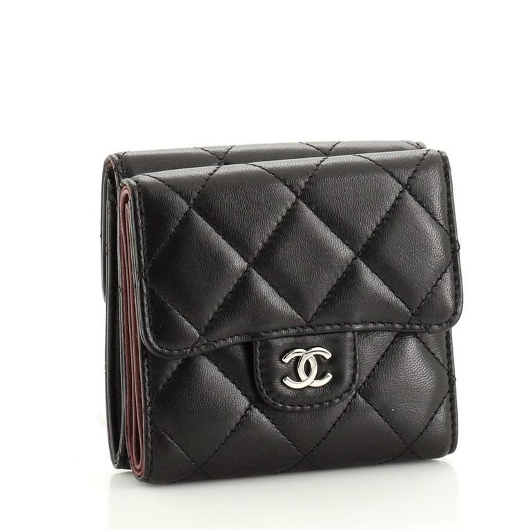 Chanel Double Sided Flap Wallet Quilted Lambskin Compact at 1stDibs