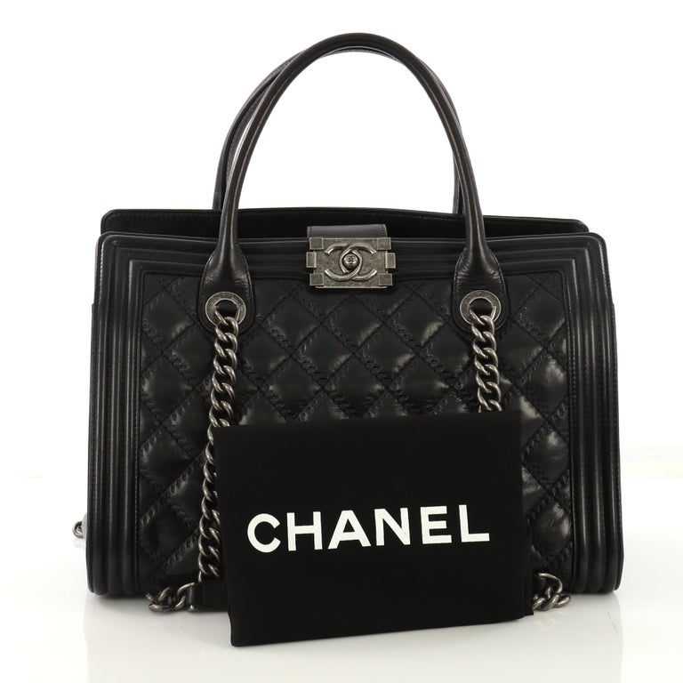 Sold at Auction: Chanel Black Double Stitch Boy Bag