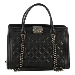 Chanel Double Stitch Boy Chain Tote Quilted Calfskin Large