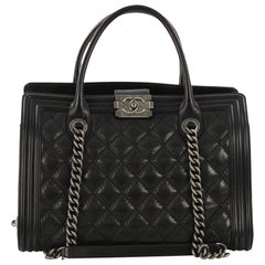 Chanel Double Stitch Boy Chain Tote Quilted Calfskin Large