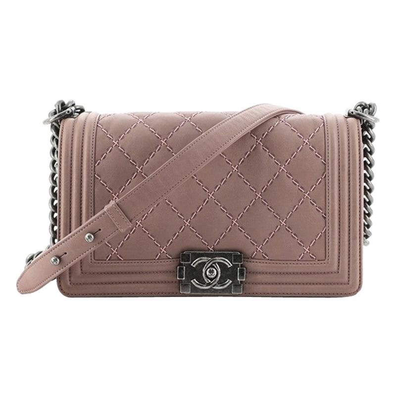 Chanel Double Stitch Boy Flap Bag Quilted Calfskin Old Medium at