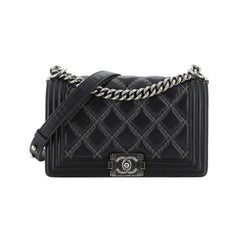 Chanel Double Stitch Boy Flap Bag Quilted Iridescent Calfskin Old Medium