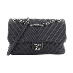 Chanel Double Stitch Flap Bag Chevron Lambskin Jumbo