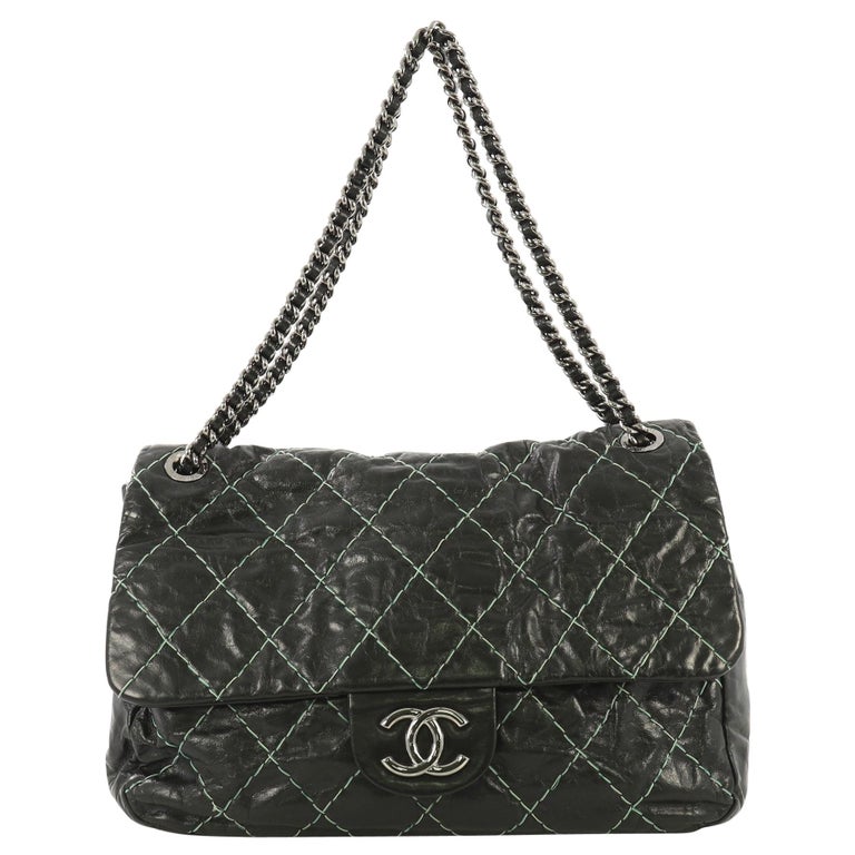 Chanel Double Stitch Flap Bag Quilted Glazed Calfskin Large at 1stDibs ...
