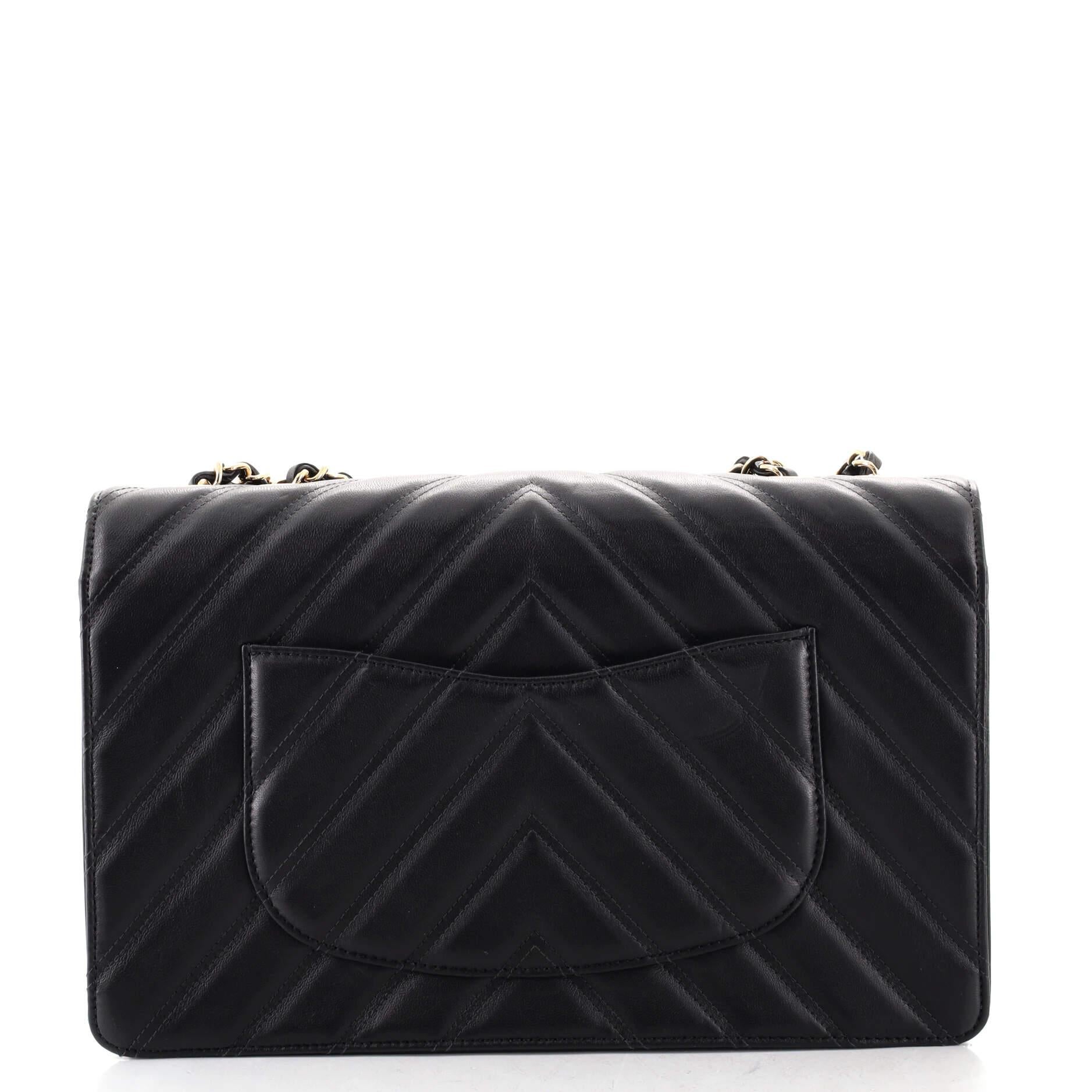Chanel Double Stitch Full Flap Bag Chevron Lambskin Large In Good Condition In NY, NY