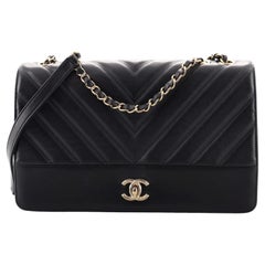 Chanel Double Stitch Full Flap Tasche Chevron Lammfell groß