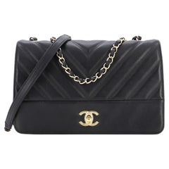 CHANEL Calfskin Chevron Quilted Medal Flap Black 1176742
