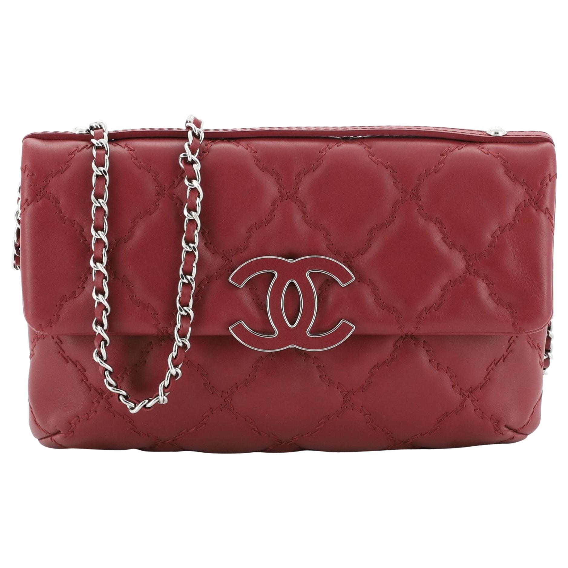 Chanel Double Stitch Hamptons Flap Bag Quilted Calfskin Mini at