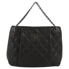 Chanel Double Stitch Hamptons Shoulder Bag Quilted Calfskin Large