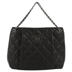 Chanel Double Stitch Hamptons Shoulder Bag Quilted Calfskin Large