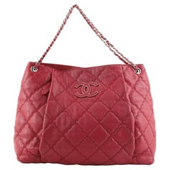 Chanel Double Stitch Hamptons Shoulder Bag Quilted Calfskin Large