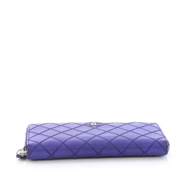 Chanel Purple Quilted Leather CC Zip Around Wallet