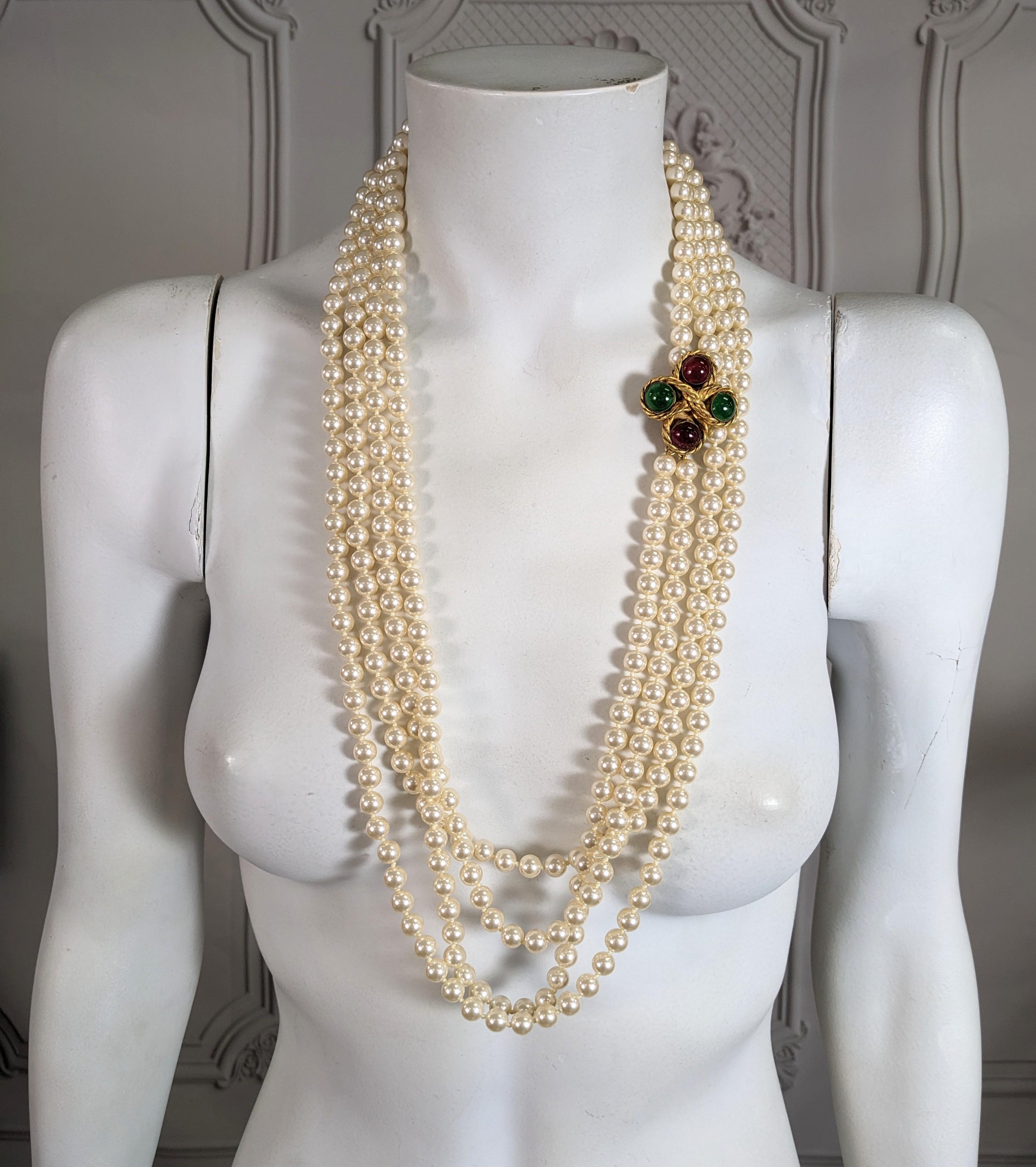 Chanel Double Strand Pearl Necklace, Maison Gripoix For Sale 5
