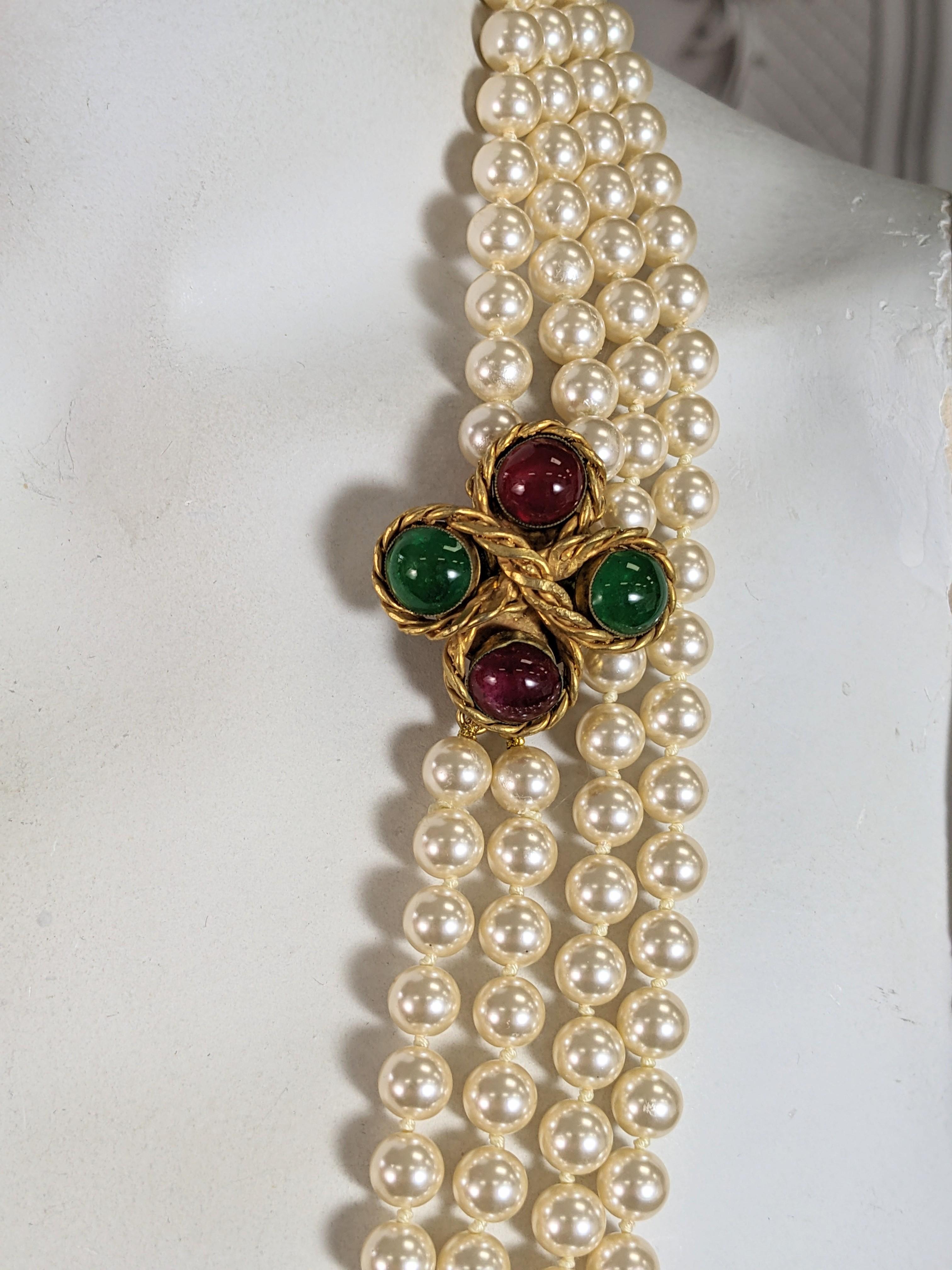 Chanel Double Strand Pearl Necklace, Maison Gripoix For Sale 6