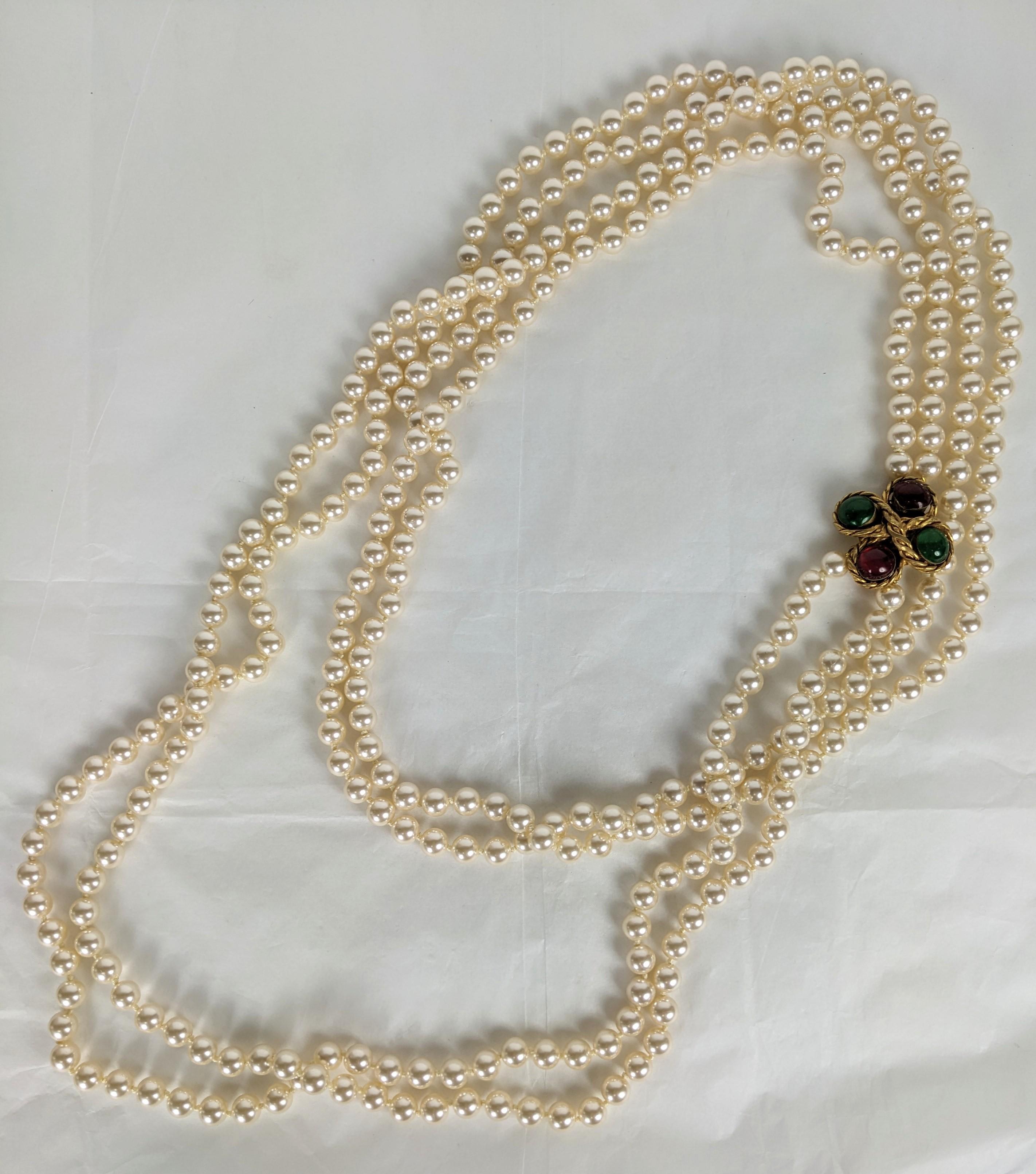 Artisan Chanel Double Strand Pearl Necklace, Maison Gripoix For Sale
