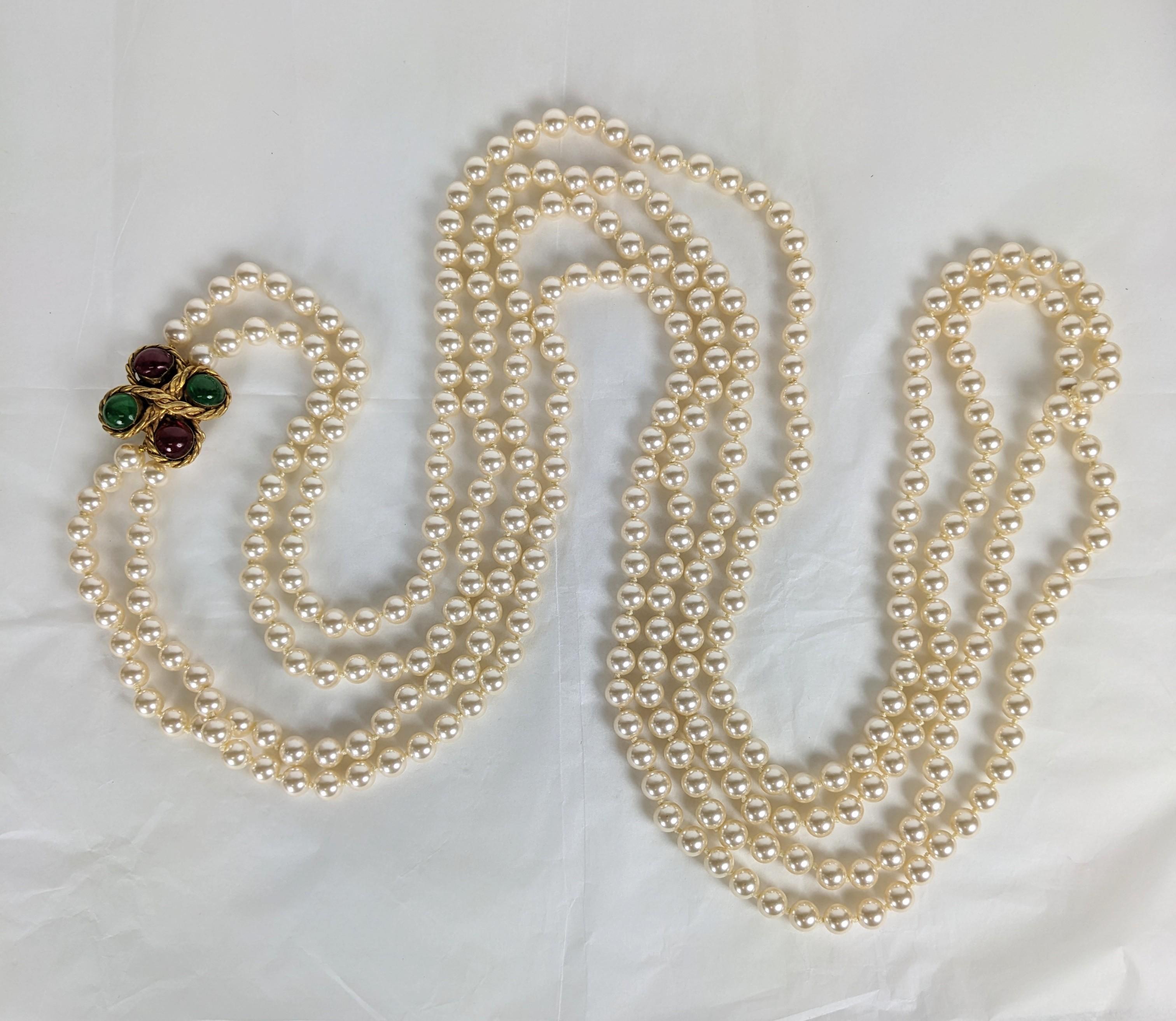 Chanel Double Strand Pearl Necklace, Maison Gripoix In Good Condition For Sale In New York, NY