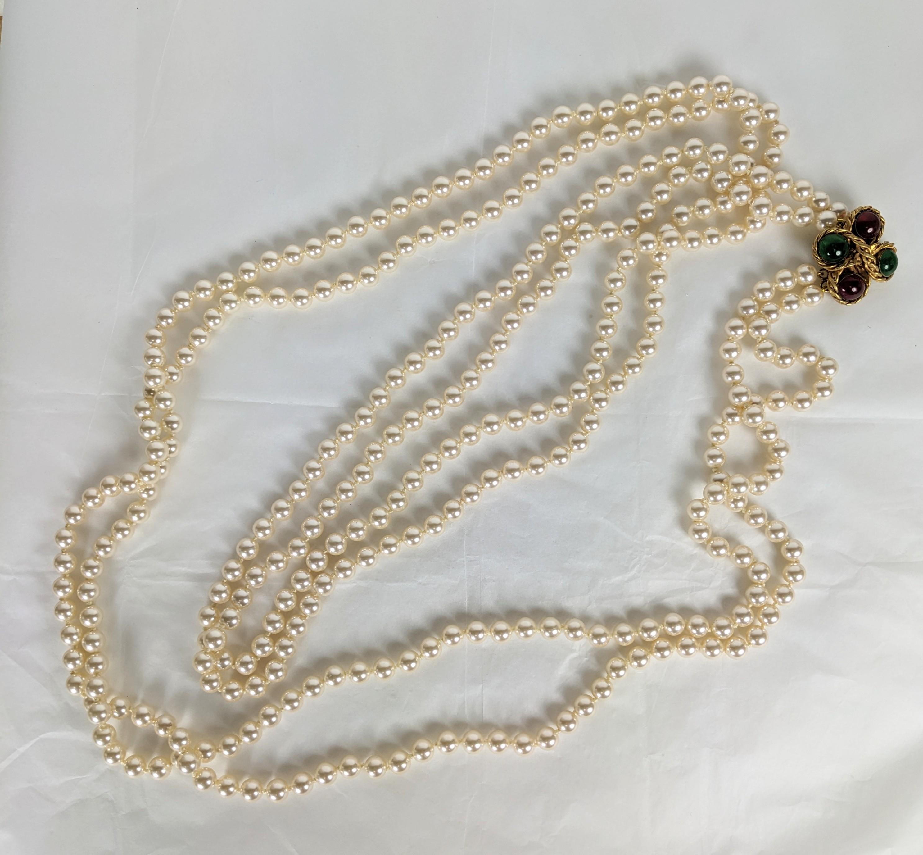 Women's or Men's Chanel Double Strand Pearl Necklace, Maison Gripoix For Sale